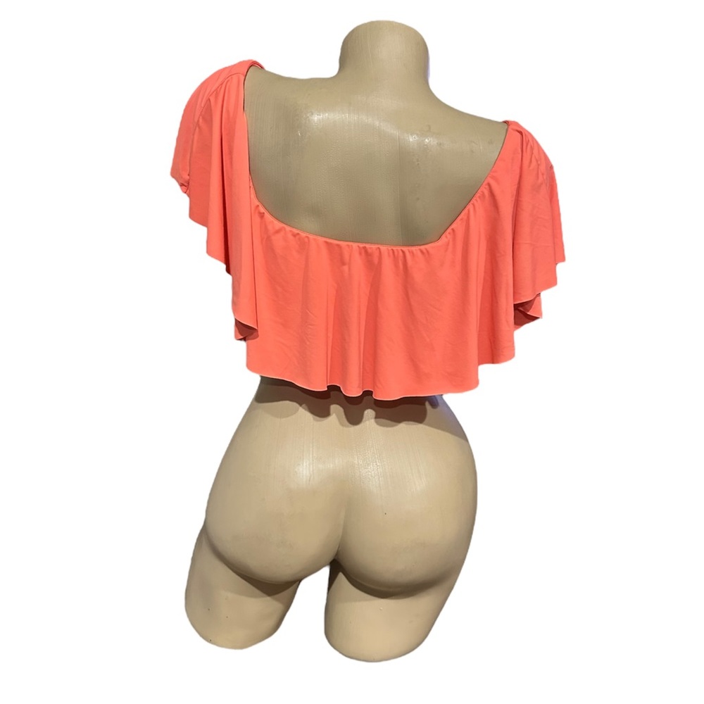 Bebe Logo Orange Swim Top Large - Picture 2 of 2